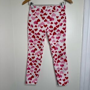 Children’s Place Valentine’s Day Hearts Jegging Pants Girls Size 10 Pink Red
